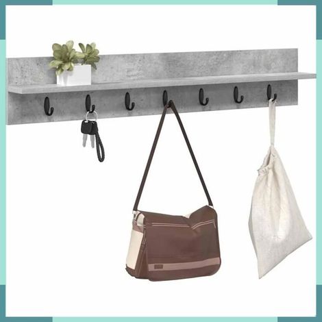 874406 Porte-manteau mural Montage mural Gris béton 100 x 10,5 x 18 cm (1/5)