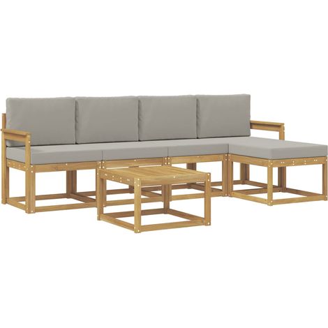 Outdoor Sofa Set 6 pcs White and Light Grey 59 x 59 x 37 cm vidaXL (1/5)