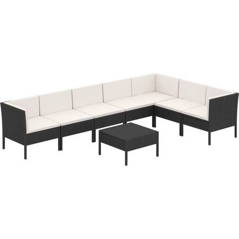 8 PCS Garden Lounge Set con Vime PE Negro