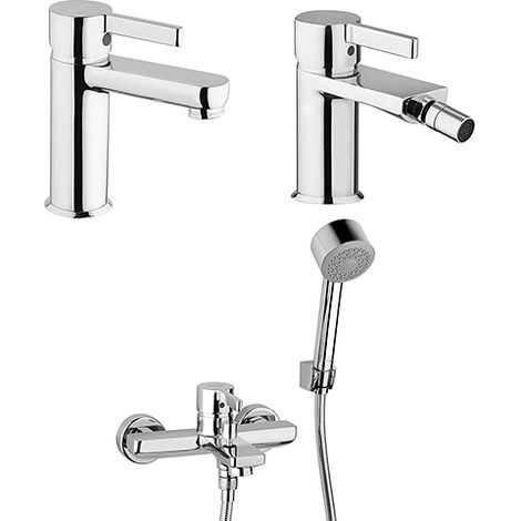Set Rubinetti Jacuzzi per lavabo e bidet senza scarico e vasca serie Fiamma cromato (1/5)