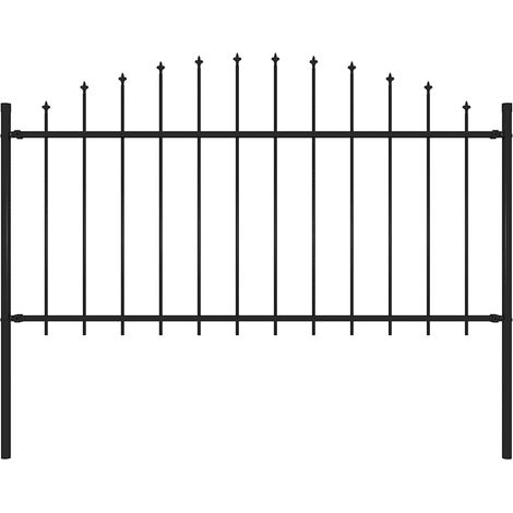 Clôture de jardin-Grillage de jardin avec dessus en forme de lance en acier 170 x 150 cm Noir (1/4)