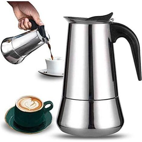 Cafetière italienne 12 tasses en acier inoxydable compatible tous types de feux 12 tasses (1/5)