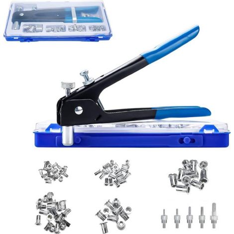 Kit de 86 tuercas remachables con tuercas M3, M4, M5, M6 y M8 y 5 pasadores - Herramientas de inserción de remaches roscados - OUYLAF (1/5)