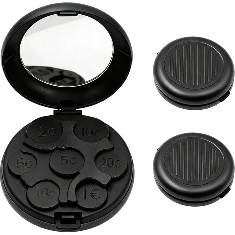 Etui Pièces en Euros, Monnayeur Pièces Euro avec Miroir Noir 2 Pcs (1/4)
