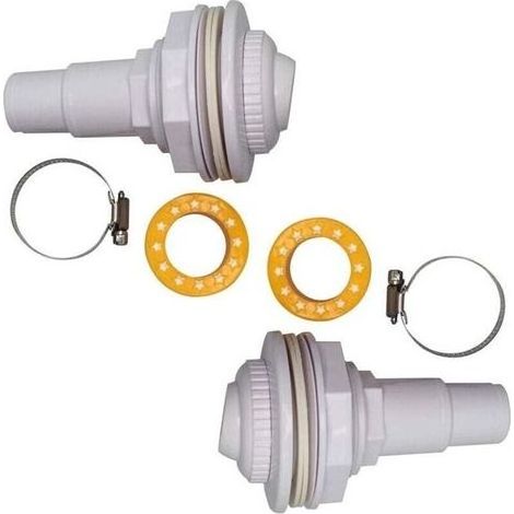 2 kit di getti di controlavaggio - Completi di raccordi, gruppo occhiello, morsetti, rondelle e nastro filettato in PTFE - Per piscine FibroPool e fuori terra (1/4)