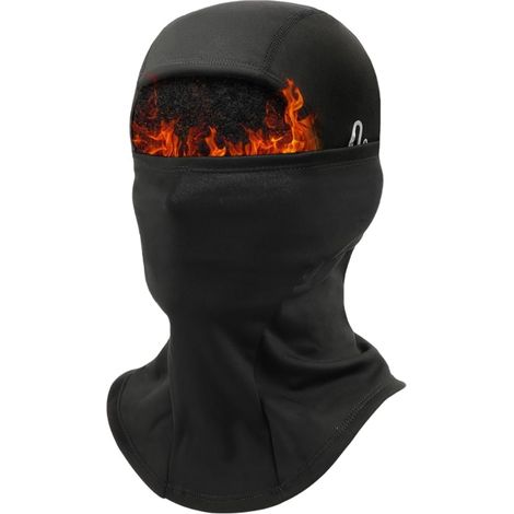 Masque de protection contre le froid - cagoule - masque de ski - avec monture de lunettes - polyester - noir (1/5)