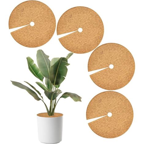 Disque de paillage en noix de coco/couvercle de pot/protection hivernale pour plantes en pot de 11,8 pouces (1/5)