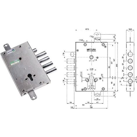 Serrure blindée pour cylindre européen Dx 89.4515.MADQ MOTTURA