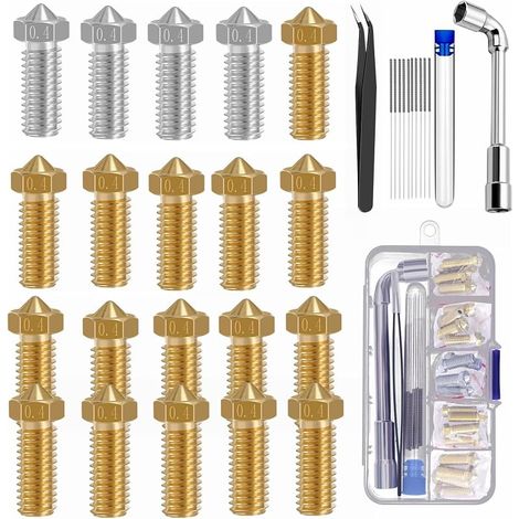 Buses d'imprimante 3D Pièces d'imprimante 3D Buses de 0,4 mm Buses Extrudeuse Tête d'impression pour Volcano Anycubic Vyper Kobra Max Artillery Phaetus Rapido Kobra 2... (Kit de 20 pièces en acier (1/5)