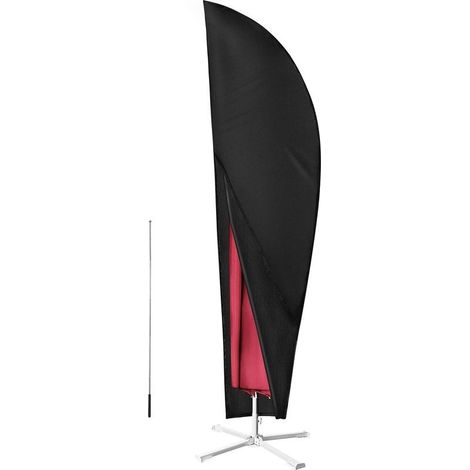 Housse de Parasol Déportée, Anti-UV / Anti-vent / Imperméable Housse de Protection en Tissu Oxford 420D pour Parasol à Mât Déporté (280 x 30/81/46cm) - Noir - RWPiscine de jardin / salon de jardin et (1/5)