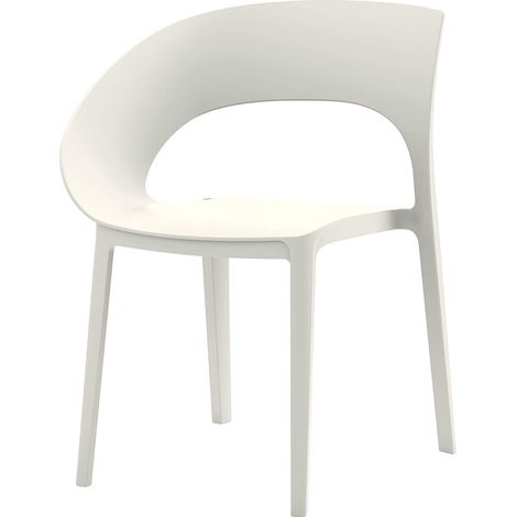 Stapelbarer Gartenstuhl Rebecca Mobili Elune 82,5x54x60 cm Polypropylen Weiß Creme Modern 2er Set