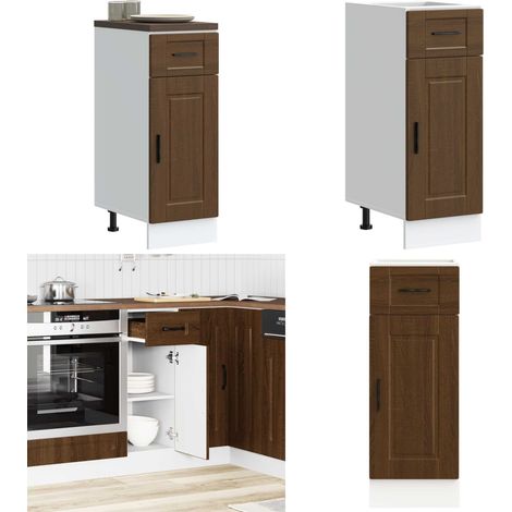 Mueble bajo de cocina porto roble marrón madera reconstituida - Almacenamiento bajo cocina - Madera de ingeniería
