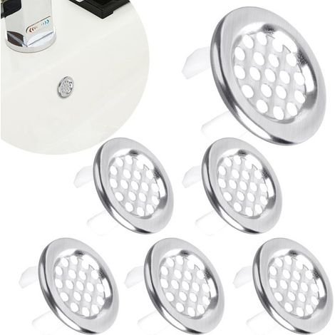 Tapón para lavabo, Tapón de rebosadero para lavabo, 6 piezas, Tapa redonda de malla de acero inoxidable, Sencillo y bonito, baño y hotel (1/5)