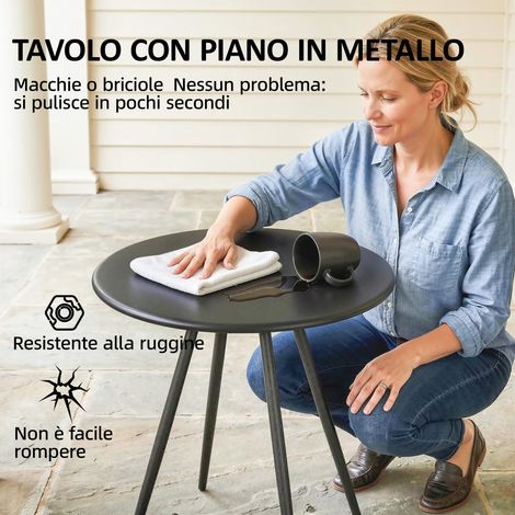 Lot de 3 meubles Bistrò : table grise et chaises en filet gris mélangé (1/5)