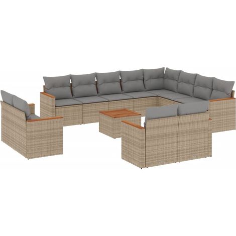 Maison Exclusive - Patio Sofa Set 12 plaza Beige mezcla (1/5)