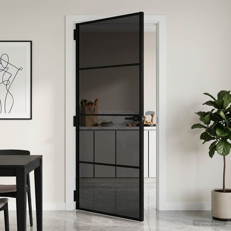 vidaXL Porta Interna 102,5 x 201,5 cm Vetro Temperato e Alluminio