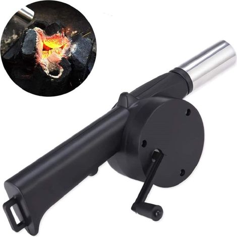 Lntyq Mini souffleur d'air Manuel Portable 9.6in / 24.5cm Soufflet Manuel à manivelle pour Barbecue feu Soufflet Cuisine extérieure Pique-Nique Camping