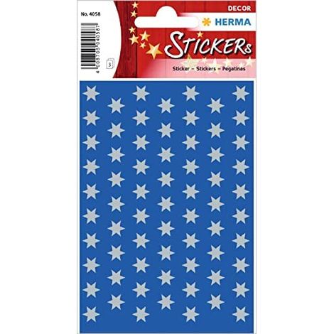 HERMA 4058 Weihnachtsaufkleber, silberne sechszackige Sterne (Durchmesser 8 mm, 201 Aufkleber, Papier) Selbstklebende Weihnachtsdekoration, permanente Klebeetiketten für Weihnachten, Geschenke, (1/2)