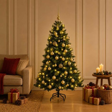vidaXL Árbol de Navidad artificial con bolas 120 cm 150 LED (1/5)
