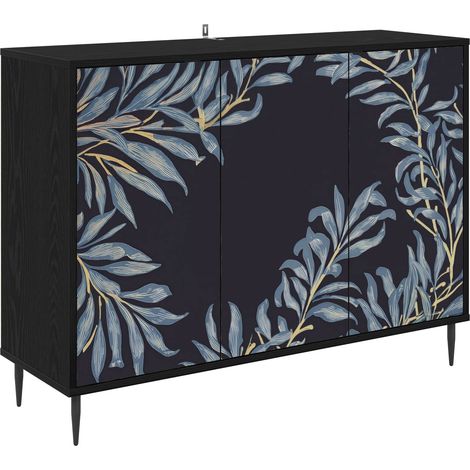 Sideboard DOKKUM Black Oak 102 x 33 x 76 cm Engineered Wood vidaXL (1/5)