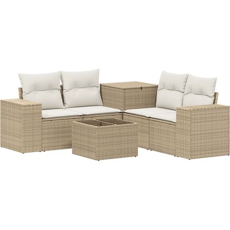 Set di divani 6 pz Beige e Bianco Crema 55 x 55 x 37 cm vidaXL (1/5)