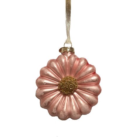 CIONDOLO NATALIZIO FIORE ROSA E ORO APPENDIBILE