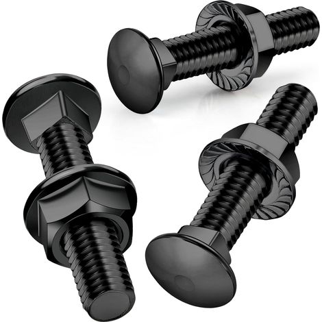 25PCS,  Driver Bolts,  Transport Bolts,  304 Stainless Steel Driver Bolt,  Black Oxide Finish with DIN 6923 Flange Hex Nuts,  M5 x 40MM (1/5)
