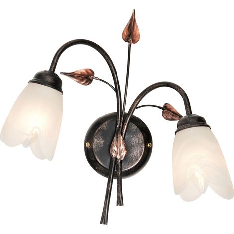 Visconte Murlo Floral Style Black, Red Gold Wall Light Alabaster Glass E14 2 Arm (1/5)