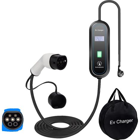 Cargador portátil para vehículos eléctricos, corriente de carga ajustable, clasificación IP66, 3,5 kW 16 A Tipo 2 (1/2)