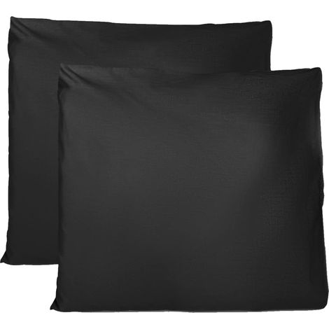 Taie Oreiller 100% Coton 60x60 CM Lot De 2, Taie d'oreiller Rectangulaire 100% Coton avec Fermeture - Black (1/5)
