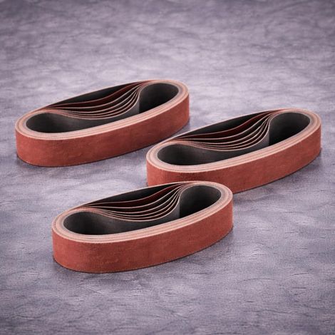 Lot de 30 bandes abrasives en oxyde d'aluminium de 355 mm - Grain 400, 600, 800 - Pour le polissage du bois, du métal, du plastique - Convient pour ponceuse à bande (1/4)
