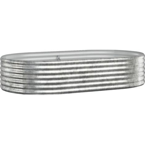 Set di 1 lettino da giardino rialzato ovale 175 x 100 x 36 cm in acciaio zincato argentato 020046577
