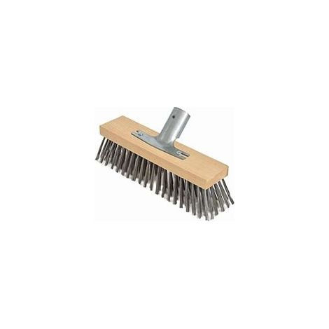 Balai en poil d'acier, 30 cm avec support de manche en métal - Ø 28 cm - tête balai brosse - corps en bois de hêtre haute qualité