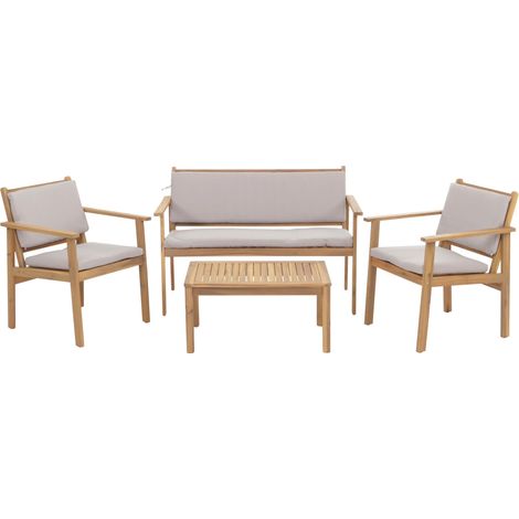 Ensemble de jardin HWC-O19, Lounge-Set Banc Fauteuil Table, Bois Acacia MVG Tissu/Textile (1/5)