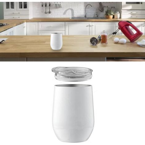 Gobelet à eau en acier inoxydable (1 pièce), grande capacité, verre à vin à double paroi, finition peinture aérosol, forme coquille d'œuf. (1/5)