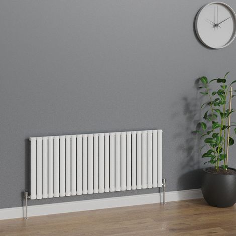 WarmeHaus Horizontal Oval Single Panel White Radiator 600x1416mm