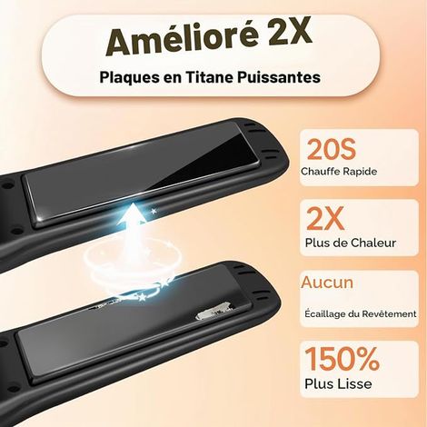 Wireless Straightener, Titanium Rechargeable Hair Straightener and Curler, Mini Travel Straightener with Battery, Adjustable Temperatures, Quick Heats in, Portable (Black) (1/4)