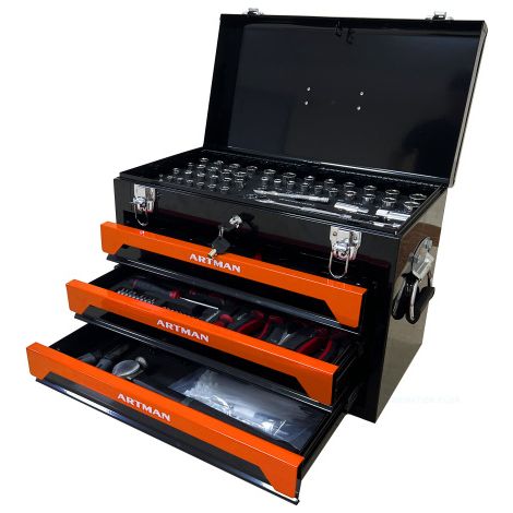 20 "Tragbare Drei-schicht-tonkasten, Vierstöckige Werkzeuge, Metallriegel, Oberste laderaum und Anderes Zubehör. Sie Eignen Sich Für Garagen, Wohnung - Oder Arbeitstisch,-Schwarz&Orange (BLACK&Orang) (1/5)