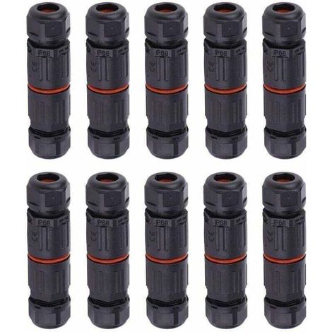 Wasserdichter IP68-Stecker für elektrische Kabel, 3-poliger Buchsenstecker, 10er-Packung, für den Außen- und Industrieeinsatz