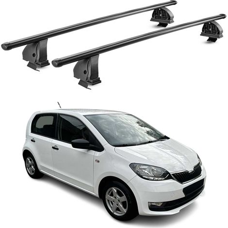 OMAC Stahl Dachträger Querträger Skoda Citigo 2011-2020 – TÜV / DIN 75302:2019 – Abschließbar – Max. 75 kg – 2 Stangen – Schwarz (1/5)