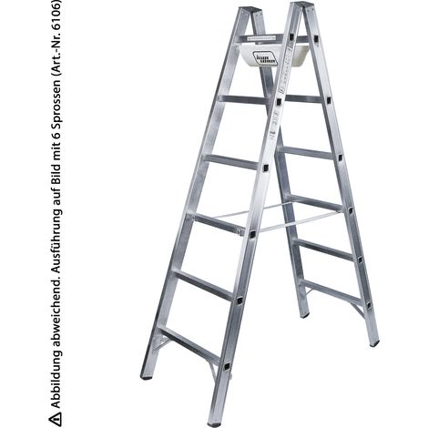 Iller Sprossenstehleiter mit 2x16 Sprossen 5,80m AH und Werkzeugablage