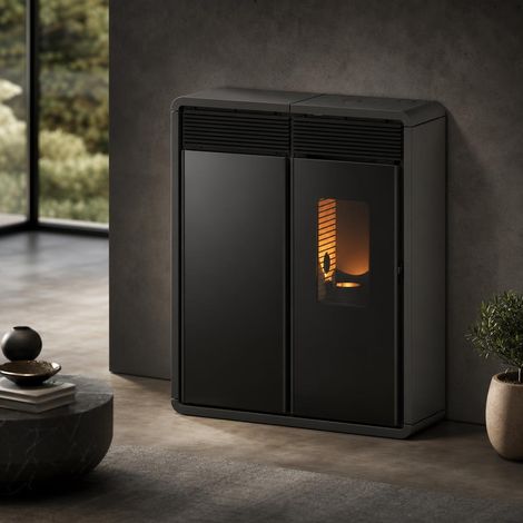 Estufa de pellets de pasillo Idunn 14 kW canalizable Muspel, sistema turbuladores autolimpieza +  Wi-Fi (1/5)