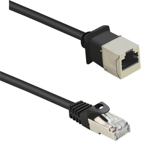 Renkforce RF-4394124 RJ45 Câble réseau, câble patch CAT 5e F/UTP 0.50 m noir Rallonge avec cliquet d (1/5)