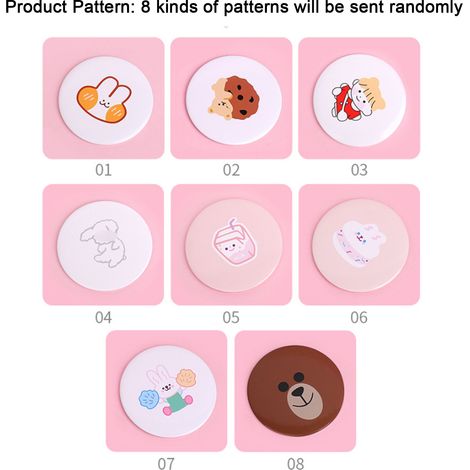 Miroir de poche mignon avec motif cartoon, fabrication exquise et compacte pour maquillage portable (1/3)