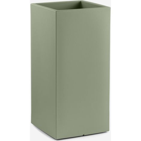 Vaso portafiori quadrato alto da giardino in polietilene Loto - Verde (1/3)