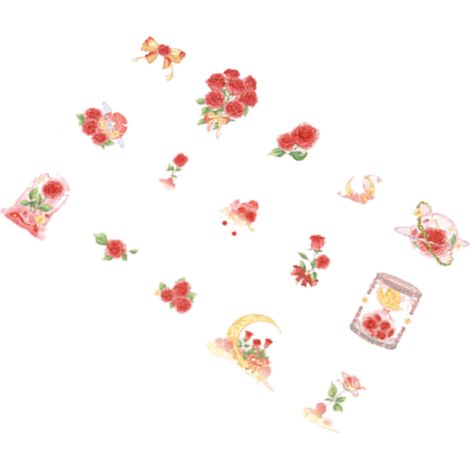 40 handgefertigte Deko-Aufkleber, modische Aufkleber, romantische Blumenaufkleber, rote Rosen (1/5)