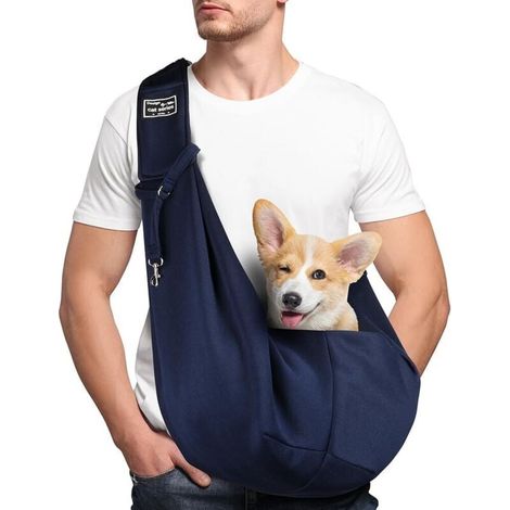 - Sac de Transport pour Chien Chat, Réglable Sac à Bandoulière Mains Libres Petit Chien, pour Chiens/Chats de Taille Moyenne Jusqu'à 7,5 kg, pour l'extérieur, Les Voyages, Le Métro (Bleu) (1/5)