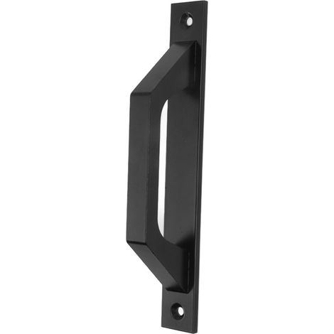 Poignée de porte coulissante en métal électroplaqué, poignée de tirage pour armoire et porte de grange, avec vis de fixation, noir (1/5)