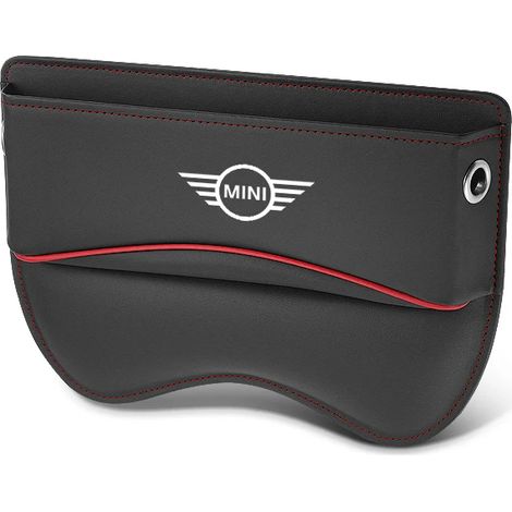 Boîte de rangement en cuir pour siège auto (noir) compatible Mini One JCW Countryman Cooper F55 F56 R60 WORKS R59 (1/5)
