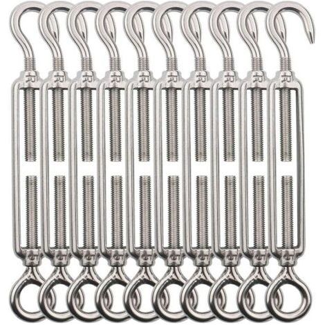 10 Stück Edelstahl-Seilspanner, M5-Draht, Haken- und Ösenspanner, Edelstahl-Seilspanner, 304 Edelstahl-Seilspanner, für Außenaufhängungen, Geländer, Kletterpflanzen (1/5)